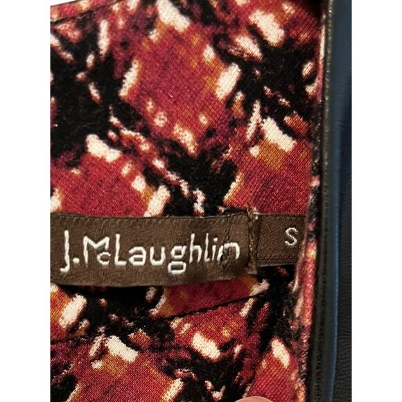 J.McLaughlin Women's Sleeveless Plaid Tweed Pattern Dress w/ Leather Accents (S) - Picture 3 of 5